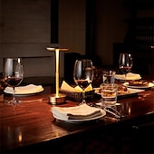 baratos Candeeiros de mesa-Candeeiro de mesa sem fio de alumínio led tricolor com escurecimento de toque recarregável luz noturna de mesa led lâmpada de leitura para restaurante bar de hotel iluminação de decoração de quarto