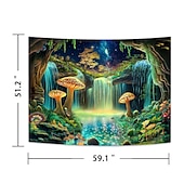 cheap Blacklight Tapestries-Blacklight Tapestry UV Reactive Glow in the Dark Glow Party Neon Mushrooms Psychedelic Trippy Misty Hanging Tapestry Wall Art Mural for Living Room Bedroom