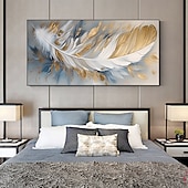cheap Still Life Paintings-Handmade Oil Painting Canvas Wall Art Decor Original Feather Painting for Home Decor With Stretched Frame/Without Inner Frame Painting