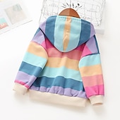 voordelige Hoodies &amp; Sweatshirts-Kinderen Voor meisjes Trui met capuchon Regenboog Streep Lange mouw Zak Lente Herfst leuke Style Streetwear Dagelijks Katoen Buiten Casual Normale pasvorm