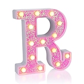 cheap Decorative Lights-LED Letter Lights Light Up Pink Letters Glitter Alphabet Letter Sign Battery Powered for Night Light Birthday Party Wedding Girls Gifts Home Bar Christmas Decoration Pink Letter