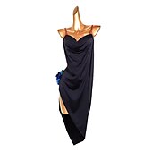 cheap Latin Dancewear-Latin Dance Dress Hollow-out Pure Color Splicing Women&#039;s Performance Party Sleeveless Spandex Ice Silk