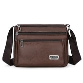economico Borselli da uomo-borsa a tracolla in similpelle marrone da uomo - borsa a tracolla con tasche multi-cerniera per l&#039;uso quotidiano e i viaggi