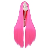 levne Párty paruky-40/100cm měkká rovná dlouhá cosplay paruka Halloween cosplay párty paruky