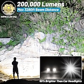 cheap Flashlights-Rechargeable Flash Light Flashlights High Lumens, 200000 Lumens Super Bright LED Tactical Flashlight, 5 Modes IPX6 Waterproof, Powerful Handheld Flashlights for Camping Emergency Outdoor