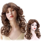 abordables Pelucas históricas-Pelucas rizadas rubias para mujeres, pelucas de cabello sintético natural para mujeres, pelucas de cabello largo de los años 70 y 80 para fiestas disco, pelucas de cabello para mujeres, pelucas de