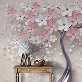 cheap Wallpaper-Cool Wallpapers Wall Mural Flower Wallpaper Wall Sticker Covering Print Adhesive Required Forest 3D Effect Floral Flower Canvas Home Décor