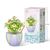 ieftine Jucării de Construit-cadouri de ziua femeii compatibile cu asamblarea puzzle-urilor jucării blocuri de construcție cu particule mici flori carne plante în ghivece decorațiuni pentru buchet cadouri pentru fete cadouri de