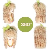 cheap Historical Wigs-Women 80's Wig Long Curly Blonde Brown Wig for Women 70s 80s Rocker Mullet Hair Funny Party Wig(Only Wigs) Halloween Wigs