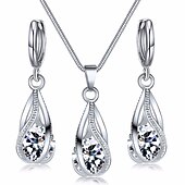 abordables Conjuntos de joyas-Los sistemas nupciales de la joyería 2 Zirconio Cristal Anillos 1 Collar Mujer Moda Estilo lindo Fresco Encantador Clásico Precioso Irregular Conjunto de joyas Para Boda Fiesta