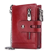 cheap Wallets-Men&#039;s Vintage Leather Wallet – Bifold Zipper Wallet with Chain, Multi-Card Slots &amp; Snap Closure for Casual &amp; Business Use
