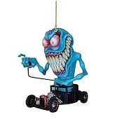 economico Ornamenti e pendenti per auto-Ciondolo per auto a forma di mostro a grande bocca 2PCS modello di bambola piatta in acrilico statua di topo pazzo Rat Fink alla guida accessori per auto Halloween decorazioni per casa