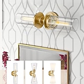 abordables Appliques murales LED-Lightinthebox Luminaires de salle de bain sur miroir, lumières de vanité dorées dans une applique murale intérieure en verre transparent, applique murale cylindrique moderne haut et bas, lampe murale