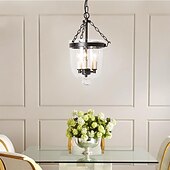economico Luci a sospensione-lampade a sospensione retro oro rame nero 3 luci appese luce stile industriale paralume in vetro trasparente lampadario illuminazione a soffitto per soggiorno studio apparecchio di illuminazione per