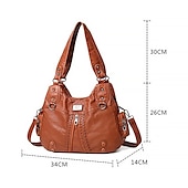 cheap Handbag &amp; Totes-Women&#039;s Handbag Shoulder Bag Hobo Bag Boston Bag PU Leather Daily Holiday Zipper Large Capacity Waterproof Breathable Solid Color Black Brown