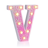 cheap Decorative Lights-LED Letter Lights Light Up Pink Letters Glitter Alphabet Letter Sign Battery Powered for Night Light Birthday Party Wedding Girls Gifts Home Bar Christmas Decoration Pink Letter