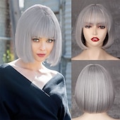 cheap Synthetic Trendy Wigs-Red Wig Bangs Short Red Bob Wig for Women Auburn Wig Bob with Bangs for Daily Party Cosplay