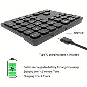 abordables Teclados-Teclado numérico bt de 36 teclas, teclado numérico inalámbrico recargable, teclado numérico ultrafino para ordenador portátil ipad