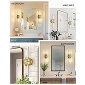 abordables Appliques murales LED-Lightinthebox Luminaires de salle de bain sur miroir, lumières de vanité dorées dans une applique murale intérieure en verre transparent, applique murale cylindrique moderne haut et bas, lampe murale