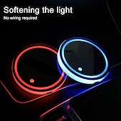 cheap Decorative Lights-Smart Luminous Water Coaster LED Car Cup Holder Lights 7 Colors Changing USB Charging Mat Waterproof Cup Pad Interior Atmosphere Lamp Decoration Light for Oktoberfest Car Accessories 1pc