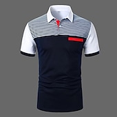 cheap Men&#039;s Classic Polo-Men&#039;s Button Up Polos Cotton Polo Shirt Casual Holiday Lapel Short Sleeve Fashion Basic Color Block Classic Summer Regular Fit White Yellow Burgundy Dark Navy Blue Button Up Polos