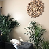 economico Luci decorative-mandala luce notturna lampada decorativa in legno sala yoga luce notturna a led multistrato taglio laser intagliato luce decorazione della parete per la casa soggiorno camera da letto ornamento 1pc