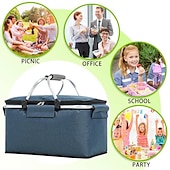 abordables Organizadores para coche-Cesta de picnic con asa plegable aislada para picnic de alta calidad de 24 l