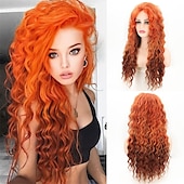 economico Parrucche trendy sintetiche-lunghe parrucche ricci rosa per le donne riscaldano la parrucca riccia ondulata sintetica a strati parrucca di sostituzione dei capelli gonfi riccioli sciolti parrucca da festa quotidiana