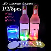 cheap Novelties-1/2/5pcs LED Coaster Flashing Creative Luminous Bottle LED Light Cup Sticker Mat Bar Club Party Supply Coaster Decor