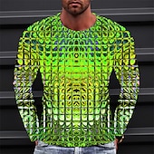 cheap 3D T shirts-Men&#039;s Graphic Gradient Metallic Shirt T Shirt Long Sleeve T shirt 3D Print Crew Neck Shirt Vintage Fashion Designer Outdoor Daily Sports 1 2 3 Spring &amp;  Fall Clothing Apparel S M L XL 2XL 3XL 4XL