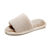 cheap Women's Slippers &amp; Flip-Flops-Women's Plush Fuzzy Open-Toe Slippers – Cozy Indoor Home Shoes with Soft Faux Fur for Winter Comfort