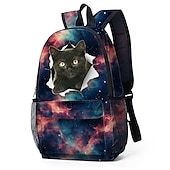 levne Dětské a teenagery batohy-Batoh s potiskem galaxických koček a velkou kapacitou – roztomilý školní batoh se zvířátky pro dívky, teenagerky a milovnice koček, ideální do školy, na cesty nebo pro každodenní nošení