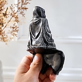 お買い得  ハロウィンの吊るし飾りとテーブルトップ装飾-ハロウィン ホラー アート デザイン 樹脂 黒ローブ 死神 座像 ゴシック ダークナイト テロ 死神の装飾 ハロウィン ホーム デコレーション 本棚 デスクトップ 装飾 ギフト 1pc