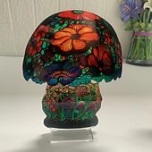 billige Statuer-soppdekorasjon akryl dobbeltsidig skrivebordsdekorasjon blomster blekksprut snegleplanter håndverk dekorasjon hjemmekontorinnredning