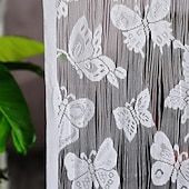 preiswerte Makrame- und Stringvorhänge-Schmetterlinge Fadenvorhang Türvorhang Quasten Perlen Curatin, Boho Makramee Schiebetürvorhang Hochzeit Wandteppich Dekoration, Raumteiler für Pergola Außenterrasse