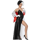 levne Dámské Kostýmy-Sto a jeden dalmatin Cruella de Vil Šaty Cosplay Paruky Maškarní Cosplay kostým Sexy kostým Filmové kostýmy for Dámské Dospělé Plesová maškaráda