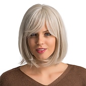levne Syntetické trendy paruky-blonďatá bobová paruka s ofinou 13 krátkých bobových paruk pro ženy krátká blonďatá paruka s tmavými kořínky tepelně odolná syntetická paruka přírodní hledá pro každodenní párty a cosplay