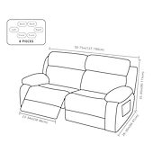 cheap Recliner Chair Cover-Stretch Reclining Couch Covers 2 Seater Loveseat Reclining Sofa Cover Couch Slipcover with Elastic Loop, Anti-cat Scratch Furniture Protector for Kids, Pets, Dogs, Cats