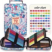 preiswerte Mal-, Zeichen- und Künstlerbedarf-Premium-Buntstifte für Malbücher für Erwachsene, Set mit 72 Farben, Federmäppchen mit Reißverschlussschlitz, mit Spitzer, weicher Kern, 7 Metallic-Farben, ideal zum Schichten und Mischen, für