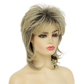 economico Parrucche storiche-parrucca bionda mullet dai cloud per donna parrucca a strati ispida lunga fino alle spalle parrucche anni &#039;70 e &#039;80 parrucche cosplay parrucche per capelli giornalieri parrucca di carnevale