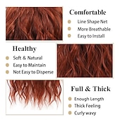 cheap Ponytails-Long Auburn Red Drawstring Ponytail Extension for Women 24 Inch Synthetic Long Curly Wavy Clip in Ponytail Hair Extensions for Daily Party Use