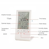 cheap Radios and Clocks-LED Digital Clock Thermometer Hygrometer Gauge Indicator Alarm Clock Indoor/Outdoor Weather Station Automatic Electronic Temperature Humidity Monitor Clock