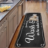 cheap Mats &amp; Rugs-Laundry Bath Mat Non-slip Runner Non Skid Machine Washable Area Rugs Laundry Decor for Kitchen, Bath, Washroom Blue White