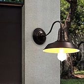 abordables luces de pared al aire libre-Lámpara de granero para interiores y exteriores, resistente al agua, de cuello de cisne negro, aplique de pared industrial vintage para almacén, iluminación de porche de pared de granja moderna, 110-240 V