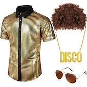 levne oblečení-Retro 70. léta Disko Cosplay kostým Úbory cosplay Pánské Karneval Plesová maškaráda Večírek Pride Parade Měsíc hrdosti Dospělé Halenka Sklenice Šály Jaro léto
