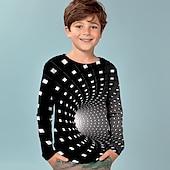 billiga Pojkens 3D Vision &amp; Geometri-Pojkar 3D Grafisk 3D Print T-shirt Långärmad 3D-tryck Sommar Vår Höst Sport Mode Streetwear Barn 3-12 år Utomhus Ledigt Dagligen Normal