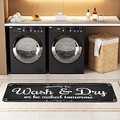 cheap Mats &amp; Rugs-Laundry Bath Mat Non-slip Runner Non Skid Machine Washable Area Rugs Laundry Decor for Kitchen, Bath, Washroom Blue White