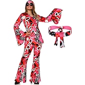 billiga Outfits-Retro / vintage 60-talet Hippie Pannband Skjorta Bell Bottom byxor Flamma Ärm Hippie Kontor / företag Årgång Dam Halloween Karnival Maskerad Fest / afton musikfestival Prideparad Vuxna Skjorta Byxor