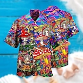 economico Uccelli &amp; Animali-Per uomo Pappagallo Camicia Camicia hawaiana Camicia da campo Manica corta Camicia Collo ripiegabile Hawaiano Originale Informale Esterno Strada Informale Giallo Verde chiaro Rosa Stampa 3D S M L