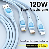 economico Cavetti per cellulari-3 in 1 design per mac 120w usb c multi cavo di ricarica veloce 3in1 cavo di ricarica per telefono multiplo usb c multi cavo con tipo c/micro usb/ip per samsung s23 s22 s21 per iphone 14 13 12 11 x xs
